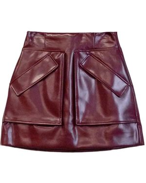 AKNVAS Cherry High-Shine Cargo Mini Skirt - Red