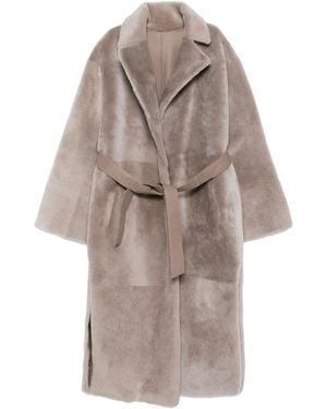 Manzoni 24 Belted Shearling Coat - グレー