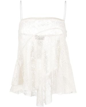 DSquared² Broderie-Anglaise Draped Strapless Top - White
