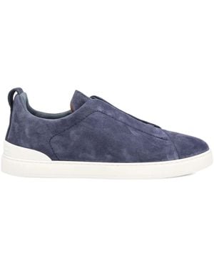 ZEGNA Triple Stitch Suede Trainers - Blue
