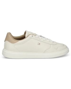Tommy Hilfiger Logo-Plaque Leather Sneakers - White