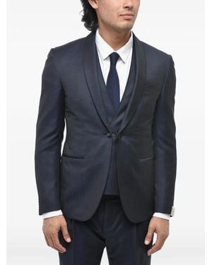 Corneliani Satin-Trim Three-Piece Suit - Blue