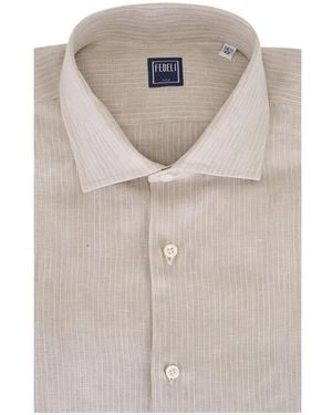 Fedeli Button Stripe Shirt - Grey