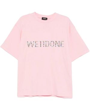 we11done Logo-Print T-Shirt - Pink