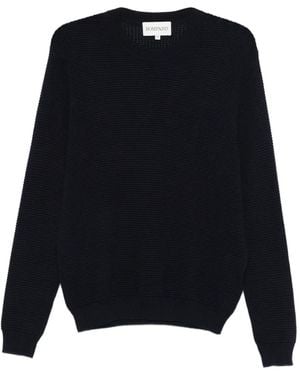 Bompard Waffle-Knit Round-Neck Sweater - Blue