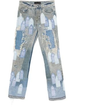 Who Decides War Jean Patched Arch Repaired Blowout - Blue