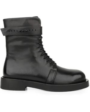 Linda Baumann Buckled Lace-Up Ankle Boots - Black