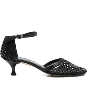 Pedro Miralles Viana Crystal-Embellished Mesh Court Shoes - Black