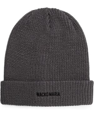 Wacko Maria Logo-Embroidered Chunky-Knit Beanie Hat - Gray