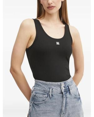 ARMANI EXCHANGE Logo-Plaque Tank Top - Black