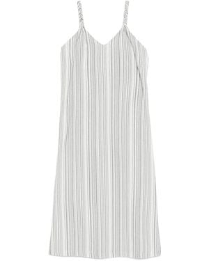 B+ AB Striped Midi Dress - White
