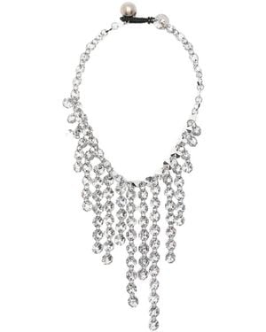 Maria Calderara Collier Serti De Cristaux À Franges - Blanc