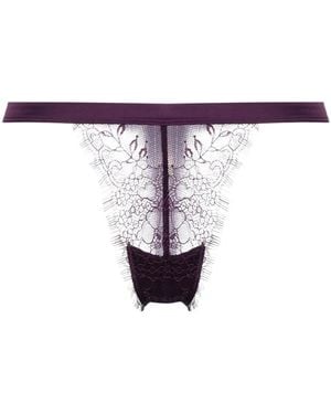 Maison Close Semi-Sheer Lace Thong - Purple