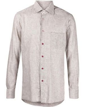Kiton ストライプ シャツ - ブラウン
