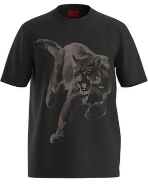 HUGO Camiseta Con Estampado Gráfico - Negro