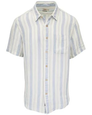 Faherty Palma Island Striped Linen Shirt - Blanc