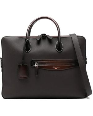 Santoni Zip Leather Laptop Bags - Black