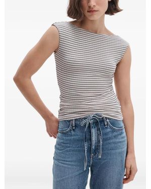 Rag & Bone Luca Stripe-Rib T-Shirt - Blue