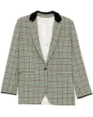 forte_forte Geruite Blazer Met Fluwelen Kraag - Groen