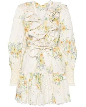 ALÉMAIS Juliette Embroidered Cotton Mini Dress - Natural