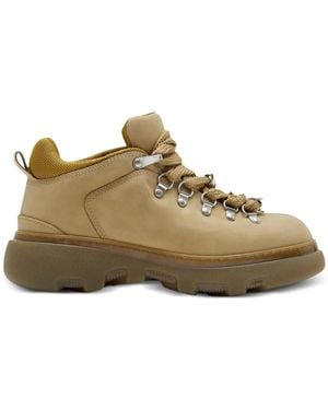 Burberry Round-Toe Leather Boots - Brown