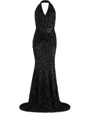 Patou Sequinned Halterneck Maxi Dress - Black