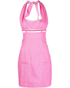 Jacquemus Limao Cutout Woven Halterneck Mini Dress - Pink