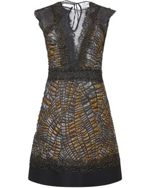 Moschino Lace-Trim Metallic-Effect Mini Dress - Black