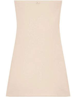 Courreges Logo-Appliqué Mini Dress - Natural