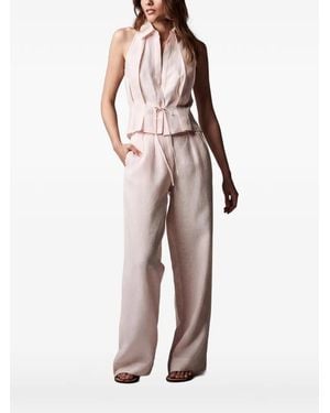 Hevron Collared Tie Top - Natural