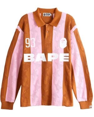 A Bathing Ape Sta-Pattern Vertical-Stripe Polo Shirt - Orange