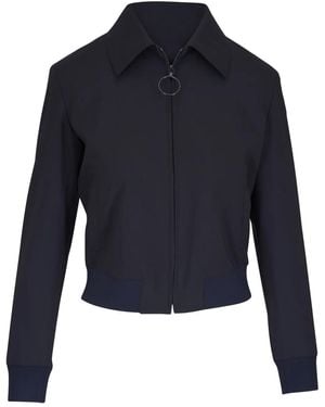 Akris Punto Cropped Bomber Jacket - Blue