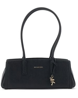 MICHAEL Michael Kors Logo-Pendant Leather Tote Bag - Black