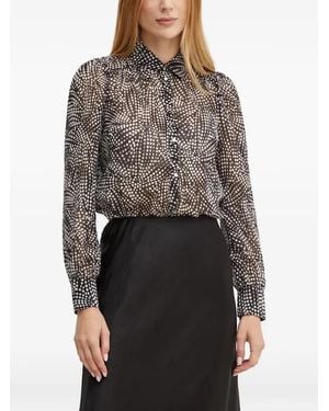 Morgan Polka-Dot Sheer Shirt - Black