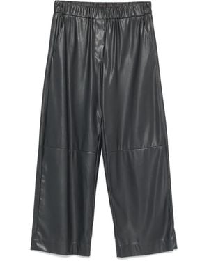 Antonelli Faux Leather Cropped Trousers - Grey