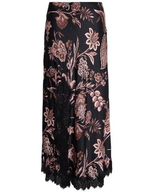 Cara Cara Lou Lace-Trim Floral-Print Maxi Skirt - Black