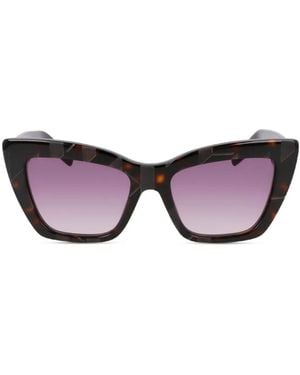 KARL LAGERFELD Tortoiseshell-Effect Cat-Eye Sunglasses - Purple