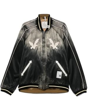 Maison Mihara Yasuhiro Embroidered Satin Bomber Jacket - Black