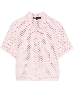 Maje Crochet Short-Sleeved Cardigan - Pink