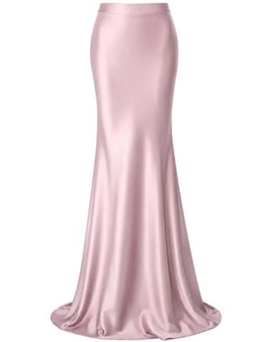 Gemy Maalouf Satin-Finish Floor-Length Skirt - Pink