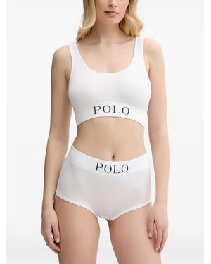 Polo Ralph Lauren Logo-Underband Ribbed Bra - White
