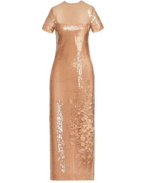 Oscar de la Renta Crow-Neck Maxi Dress - Natural