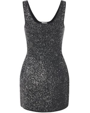 Elisabetta Franchi Knit Mini Dress With Sequins - Black