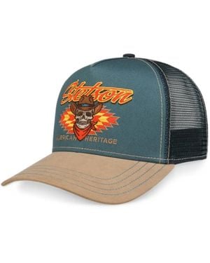 Stetson Western Skull Embroidered Trucker Cap - Blue