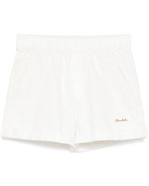 Chocoolate Logo-Embroidered Denim Short - White