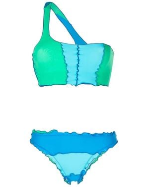 Sherris Bikini Monospalla Con Design Color-Block - Blu