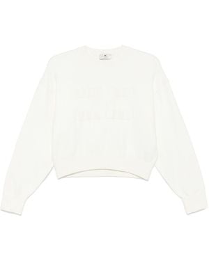 Elisabetta Franchi Logo-Embroidered Cropped Sweatshirt - White