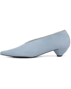 Bimba Y Lola Leather Low Heel Court Shoe - Blue