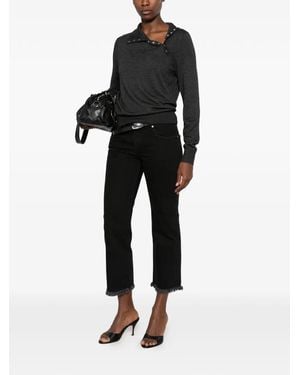 Isabel Marant Ombela Frayed-Hem Straight-Leg Jeans - Black