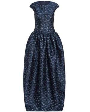 Markarian Ballade Floral-Brocade Tulip-Skirt Maxi Dress - Blue